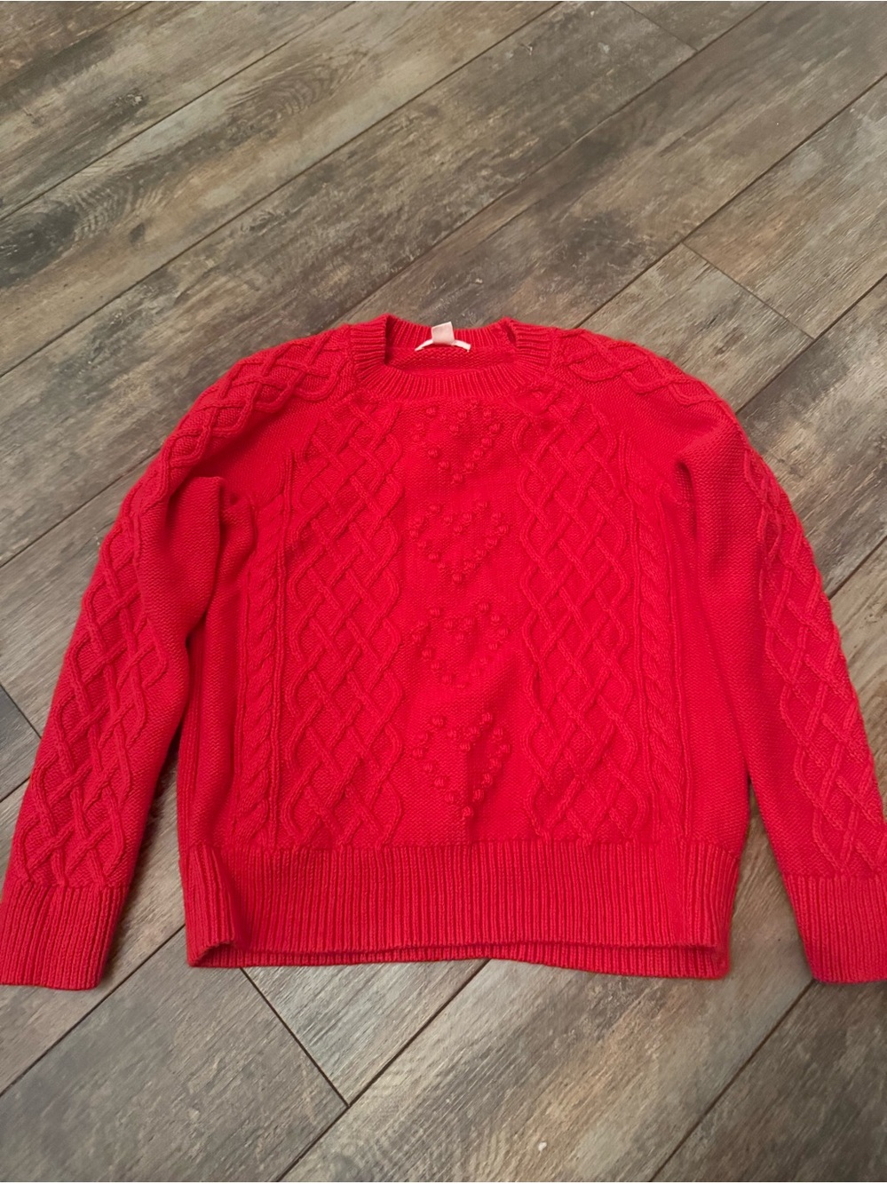Red Cable-Knit Heart Sweater - Women crewcuts ym 8/9
